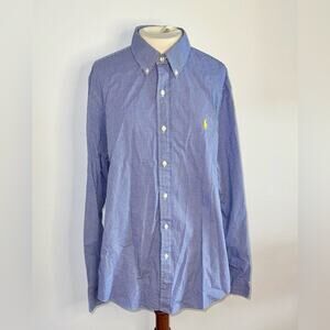 Ralph Lauren Large Blue White Checked Checkered Button-down Shirt 100% cotton